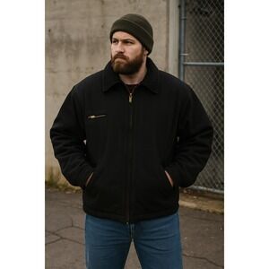 Renegade‎ Workwear Jacket Mens 2XL Black Canvas Duck Lined Corduroy Collar